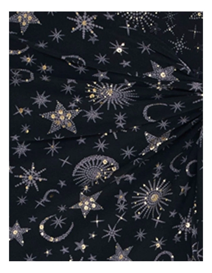 Lucky Stars Side Tie Beach Sarong in Black/Gold image 7