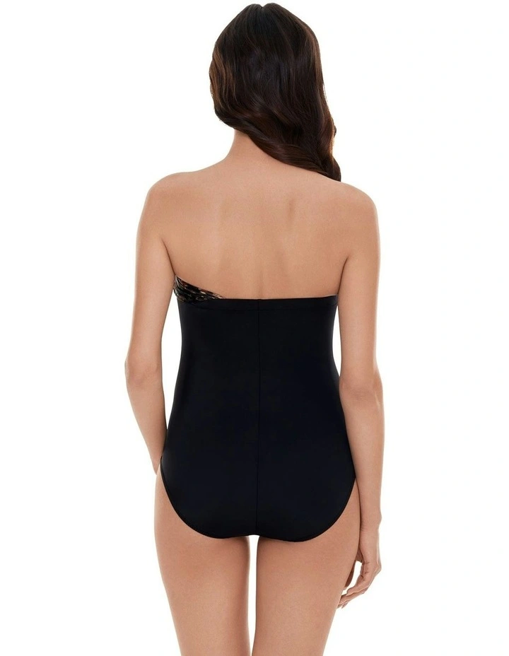 La Paz Goddess One Shoulder Tummy Control Swimsuit in Black/Brown image 7