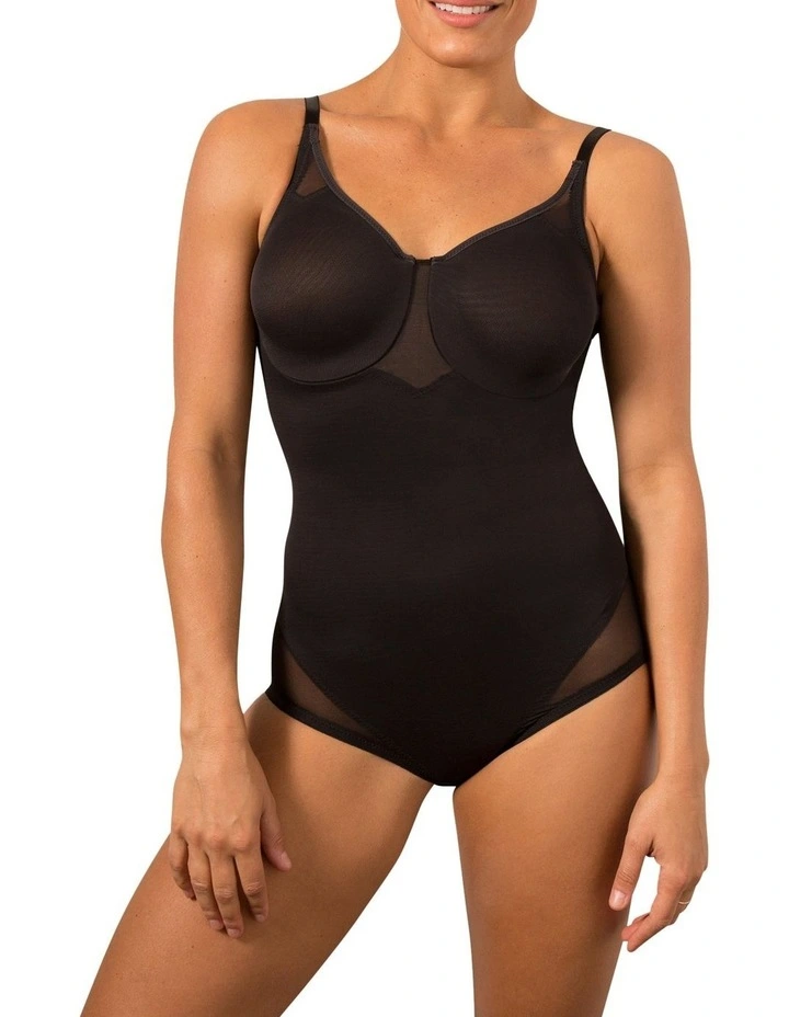 Sheer Shaping Extra-Firm Control Underwire Bodybriefer in Black image 1