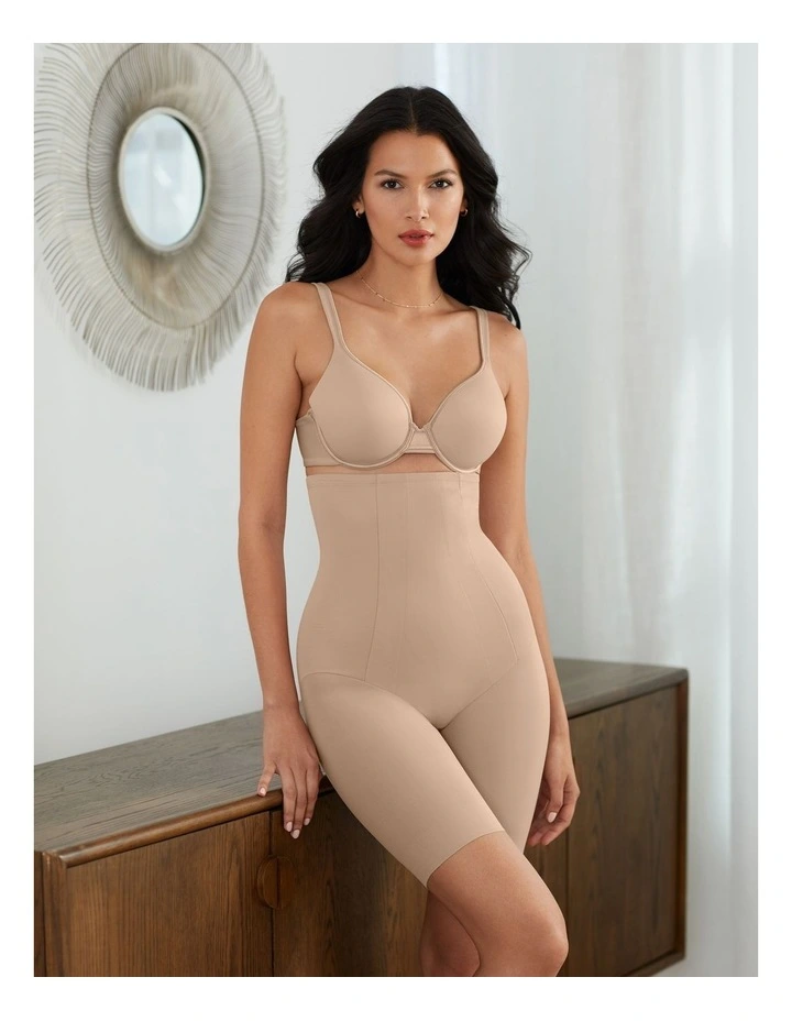 Shape With An Edge High Waist Long Leg Shaping Short in Nude image 3