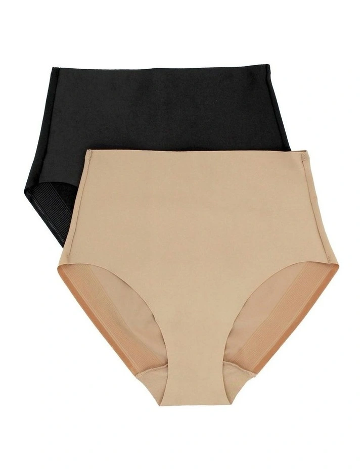 High Waist Light Shaping Brief Set of Two in White/Black image 1