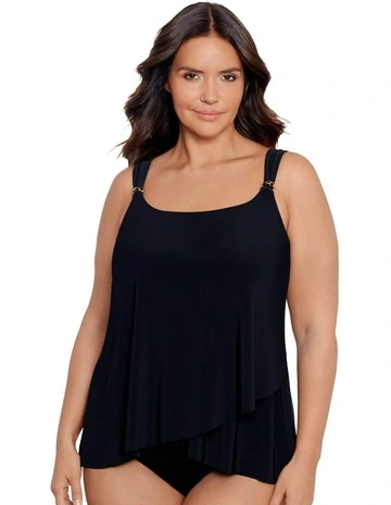 Razzle Dazzle Underwired Plus Size Tankini Top in Black