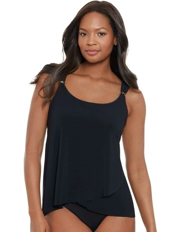 Razzle Dazzle Dazzle DD Cup Loose Fit Underwired Tankini Top in Black