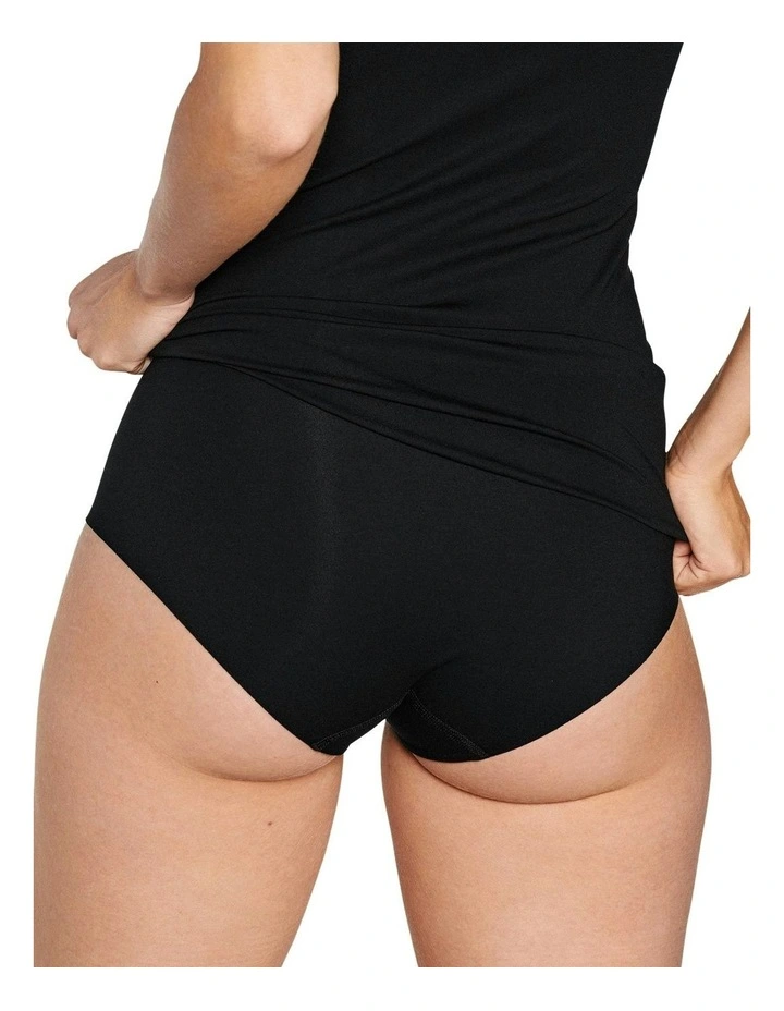 Cotton And Modal Seamless High Waist Brief in Black image 2