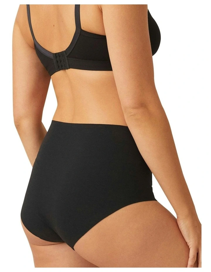 Cotton And Modal Seamless High Waist Brief in Black image 3
