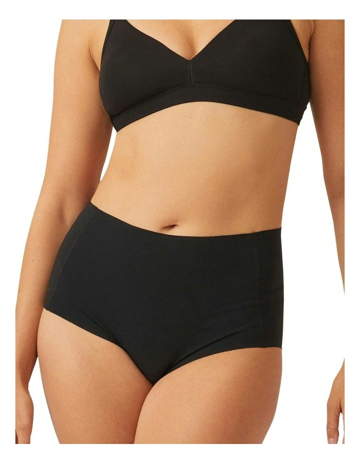 Cotton And Modal Seamless High Waist Brief in Black image 4