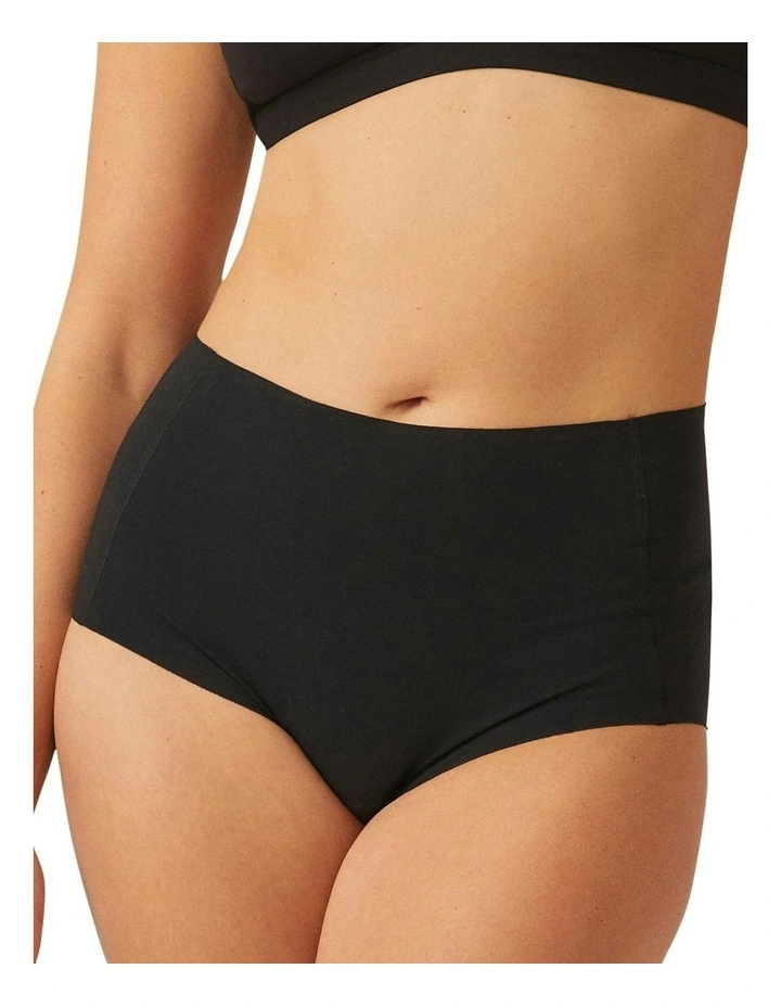 Cotton And Modal Seamless High Waist Brief in Black image 6