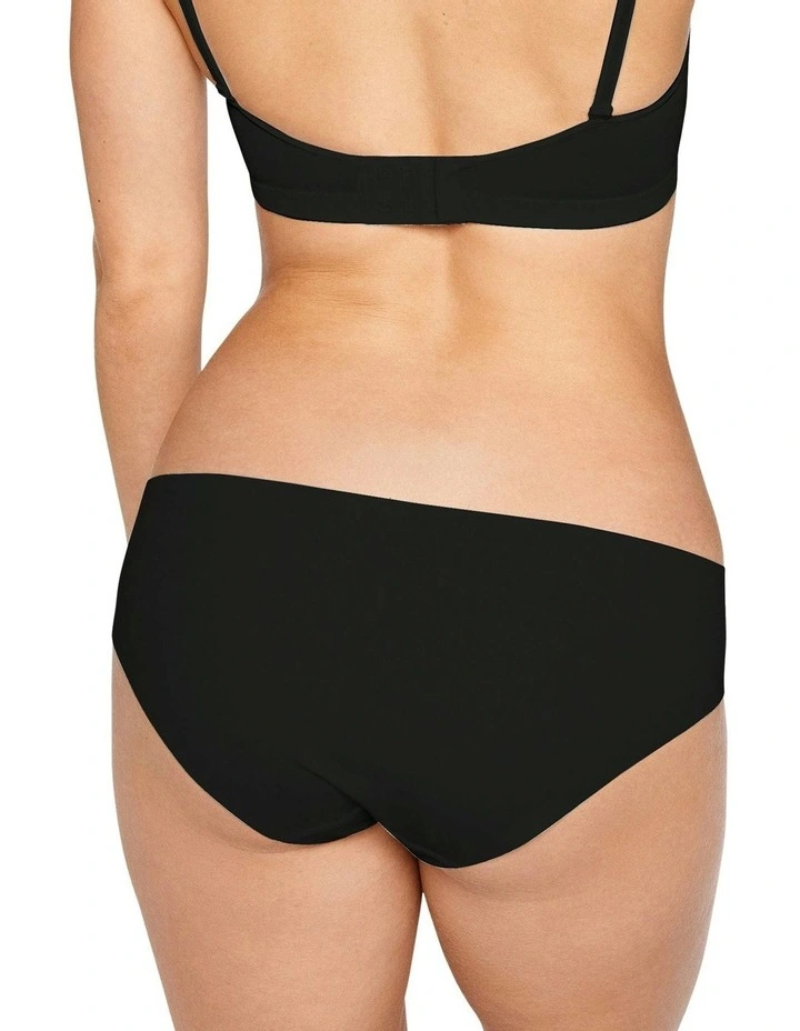 Cotton And Modal Seamless Invisible Hipster Brief in Black image 2