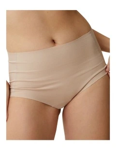 Cotton And Modal Seamless High Waist Brief in Light Beige