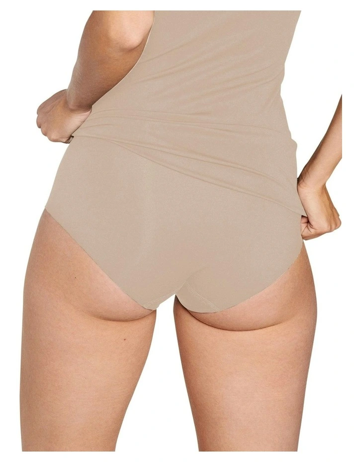Cotton And Modal Seamless High Waist Brief in Light Beige image 2