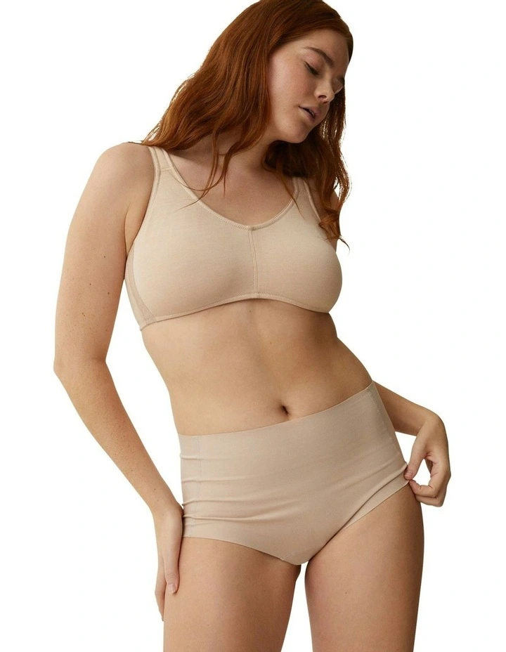 Cotton And Modal Seamless High Waist Brief in Light Beige image 3