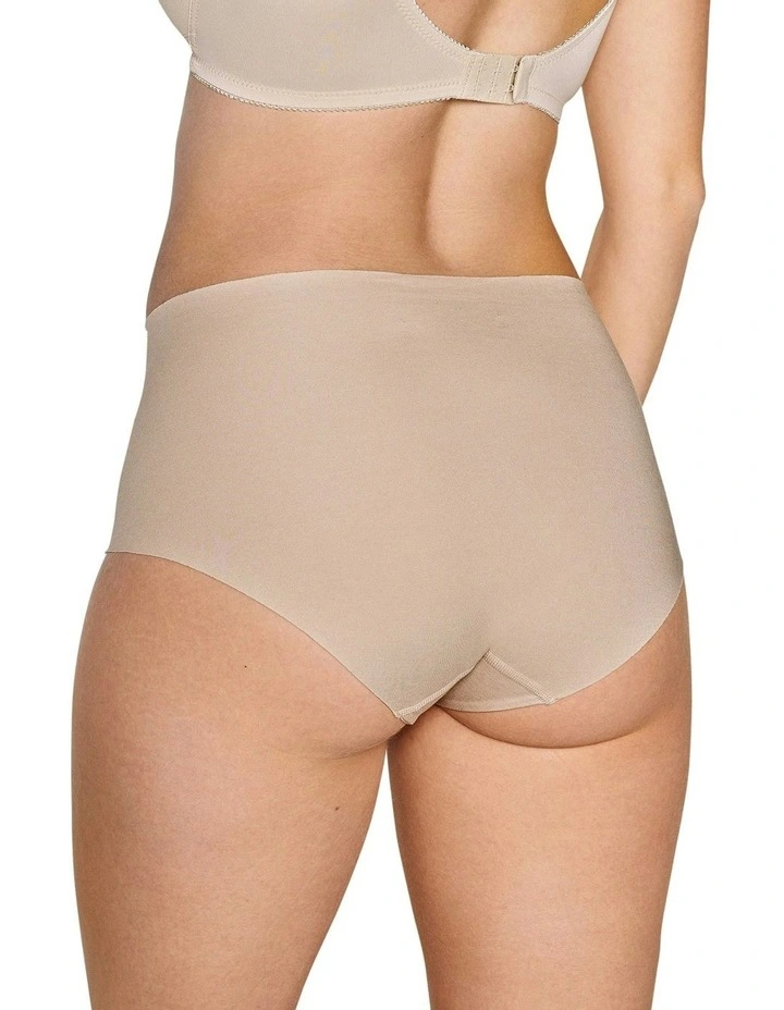 Cotton And Modal Seamless High Waist Brief in Light Beige image 4