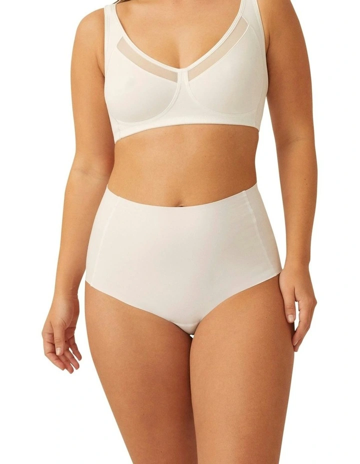 Cotton And Modal Seamless High Waist Brief in White image 3