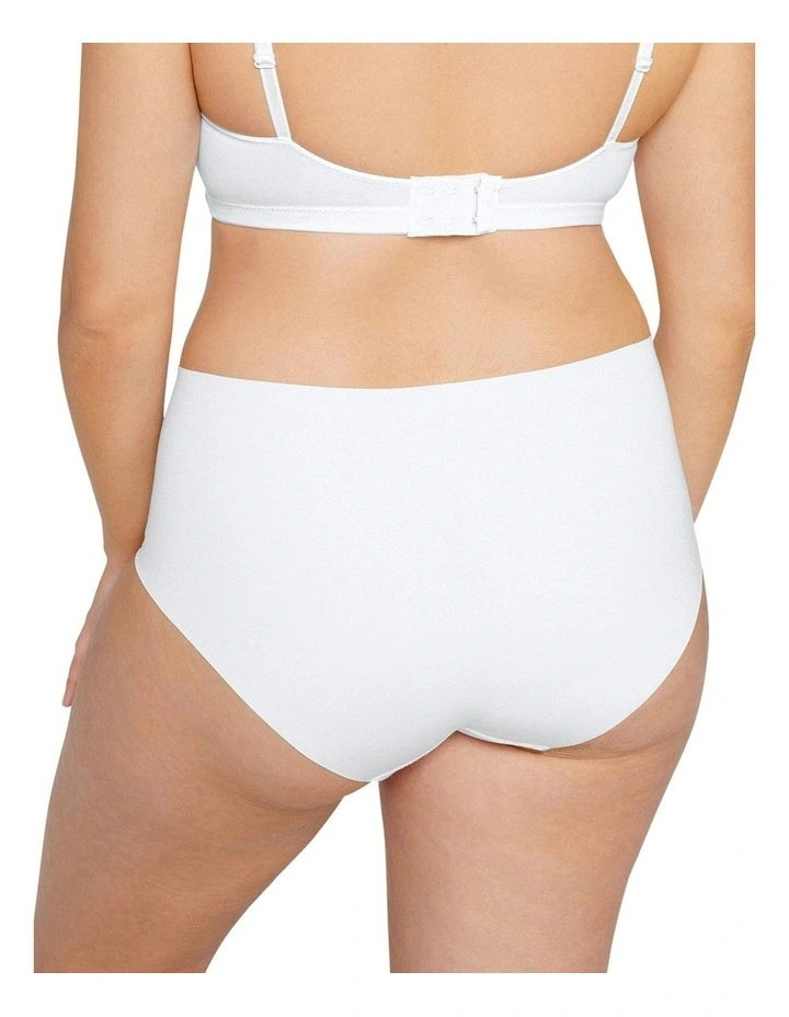 Cotton And Modal Seamless High Waist Brief in White image 4