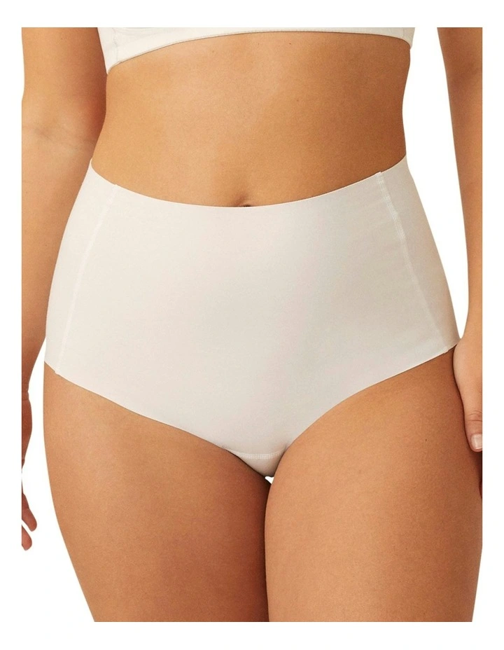 Cotton And Modal Seamless High Waist Brief in White image 6
