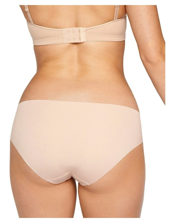 Cotton And Modal Seamless Invisible Hipster Brief in Light Beige image 2