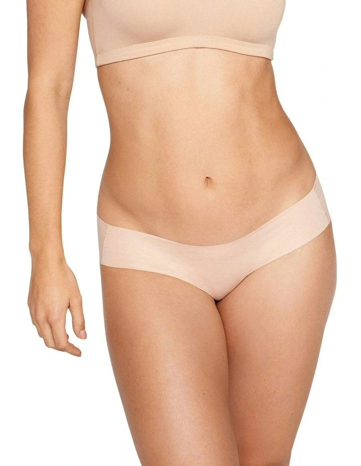 Cotton And Modal Seamless Invisible Hipster Brief in Light Beige image 3