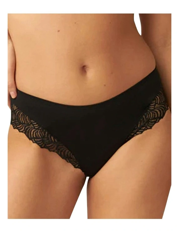 The Friday Sustainable Lace Trim Brief in Black image 1
