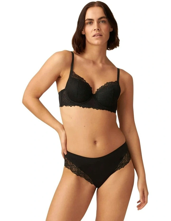 The Friday Sustainable Lace Trim Brief in Black image 5