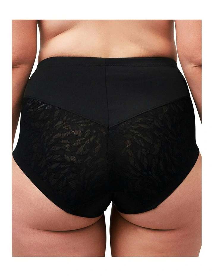 High Waist Shapewear Brief With Lace in Black image 2