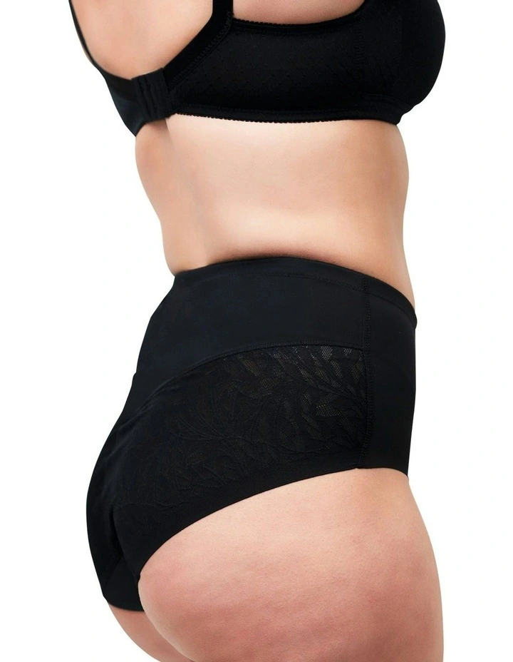 High Waist Shapewear Brief With Lace in Black image 3
