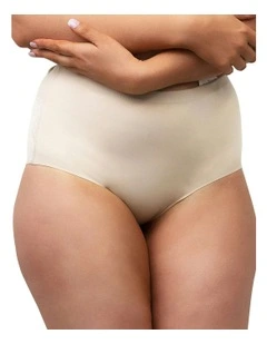High Waist Shapewear Brief With Lace in Beige