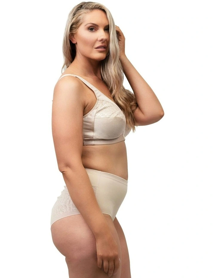 High Waist Shapewear Brief With Lace in Beige image 3