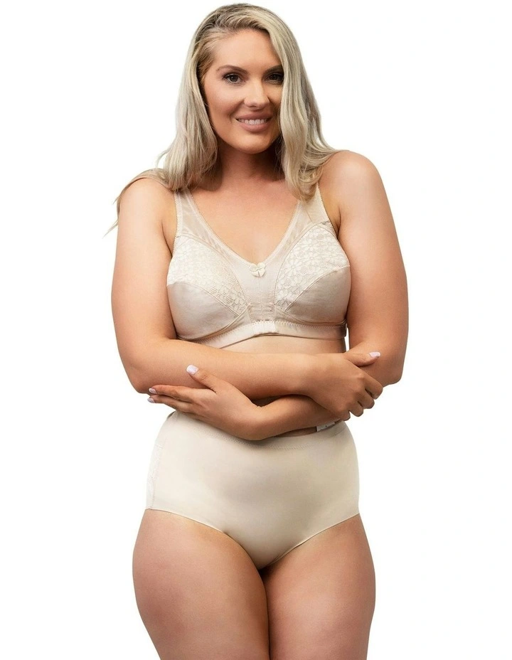 High Waist Shapewear Brief With Lace in Beige image 4