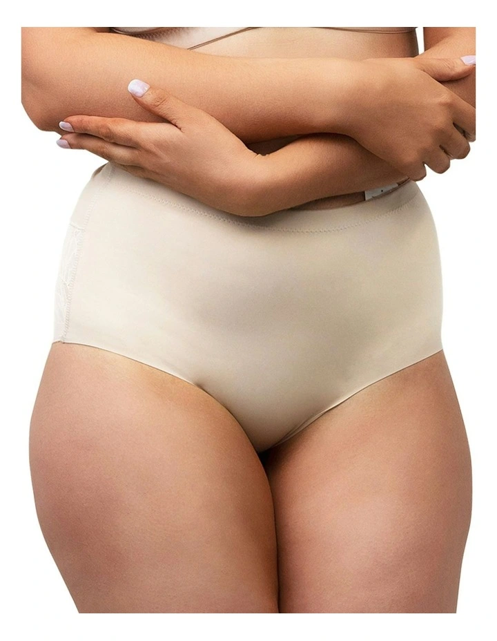 High Waist Shapewear Brief With Lace in Beige image 7