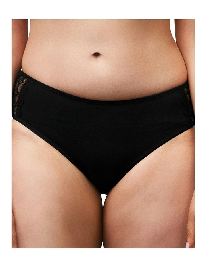 Organic Cotton And Lace Bikini Style Period Underwear in Black image 1