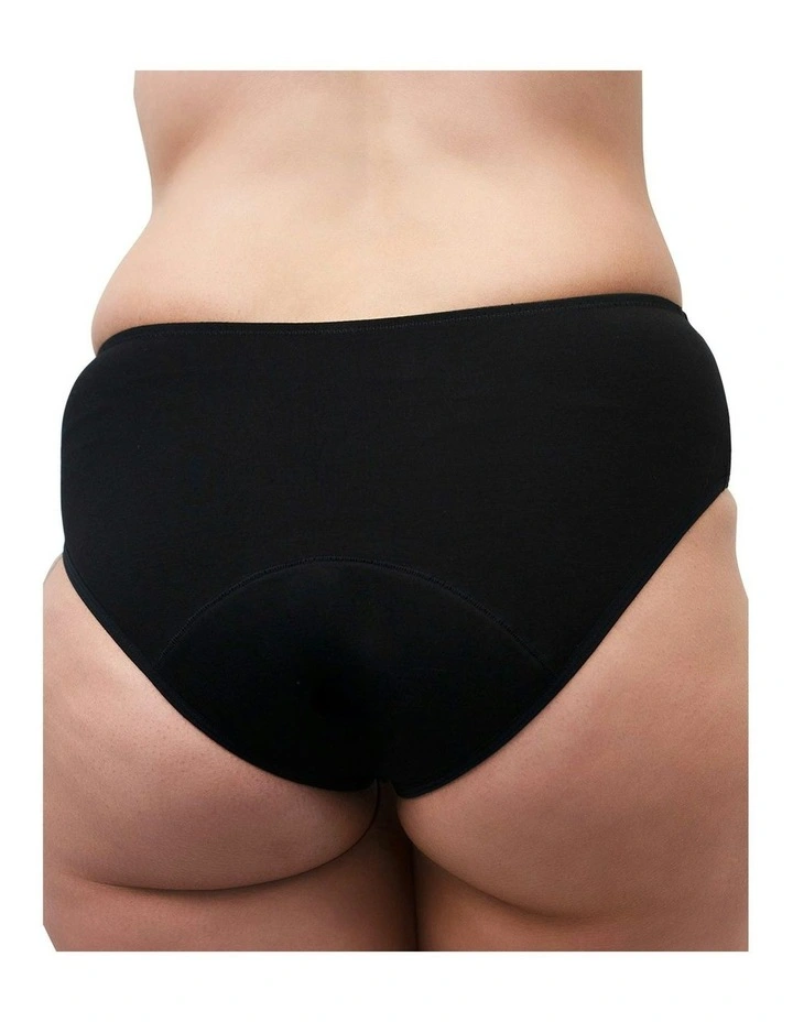 Organic Cotton And Lace Bikini Style Period Underwear in Black image 2