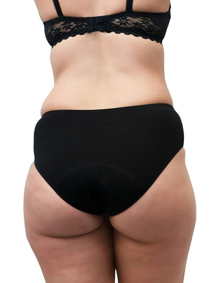 Organic Cotton And Lace Bikini Style Period Underwear in Black image 3