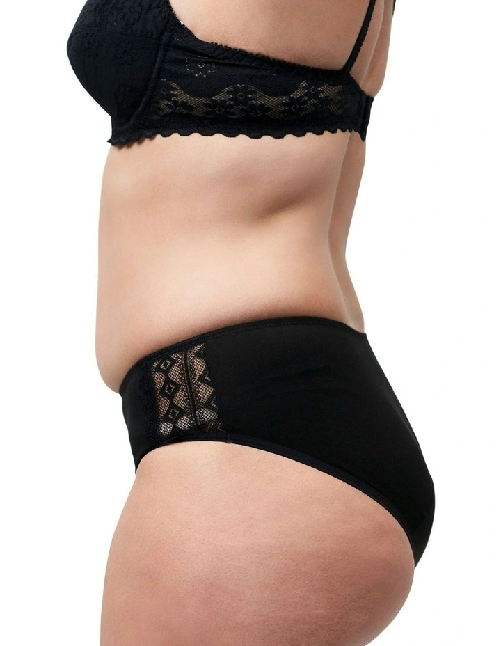 Organic Cotton And Lace Bikini Style Period Underwear in Black image 4