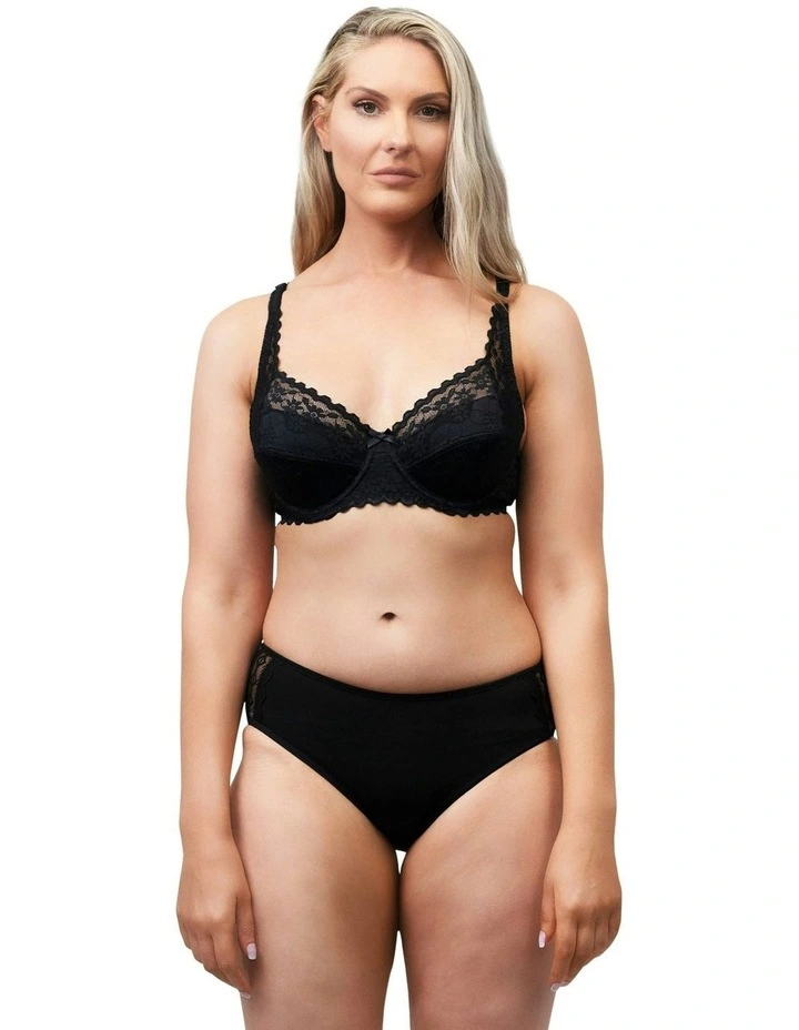 Organic Cotton And Lace Bikini Style Period Underwear in Black image 5