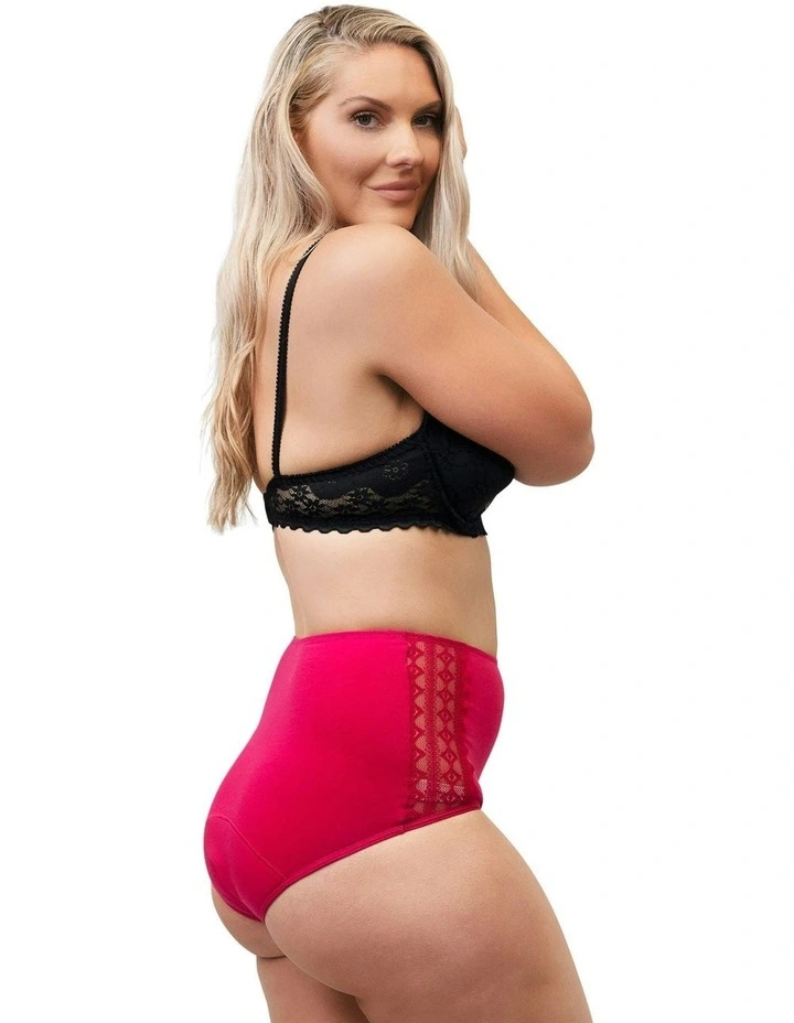 Organic Cotton And Lace High Waist Period Underwear in Red image 3