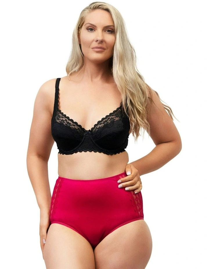 Organic Cotton And Lace High Waist Period Underwear in Red image 4