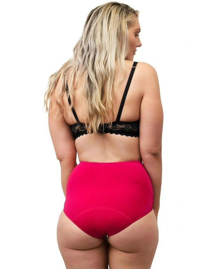 Organic Cotton And Lace High Waist Period Underwear in Red image 5