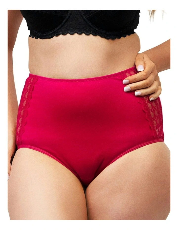 Organic Cotton And Lace High Waist Period Underwear in Red image 7