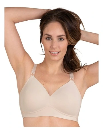 Side Smoothing Soft Cup Wireless Padded Bra in Beige