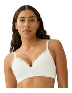 The Friday Wirefree Recycled Lace Bra in White