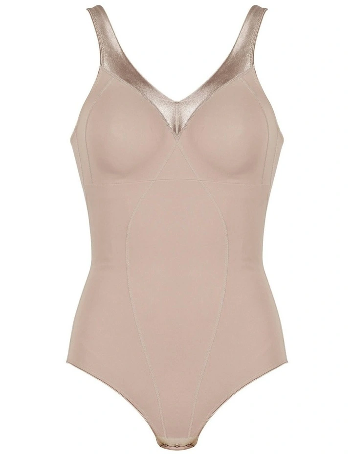 Moulded Minimiser Cup Light Shaping Bodysuit in Beige image 5