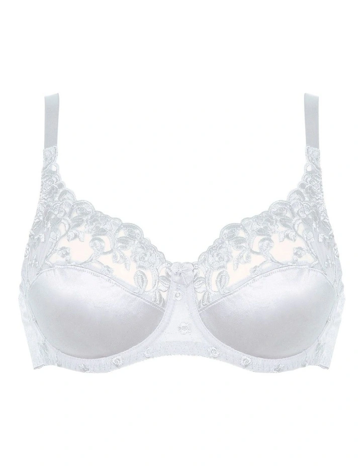 Embroidered Underwire Balconette Bra in White image 5