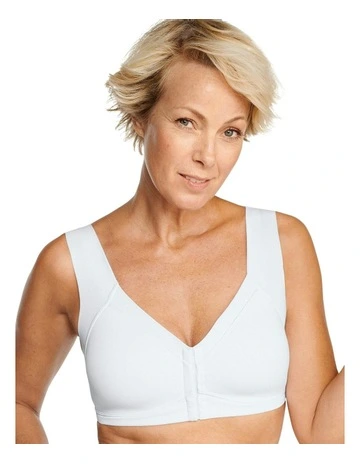 Wellness Padded Wirefree Front Close Bra in White