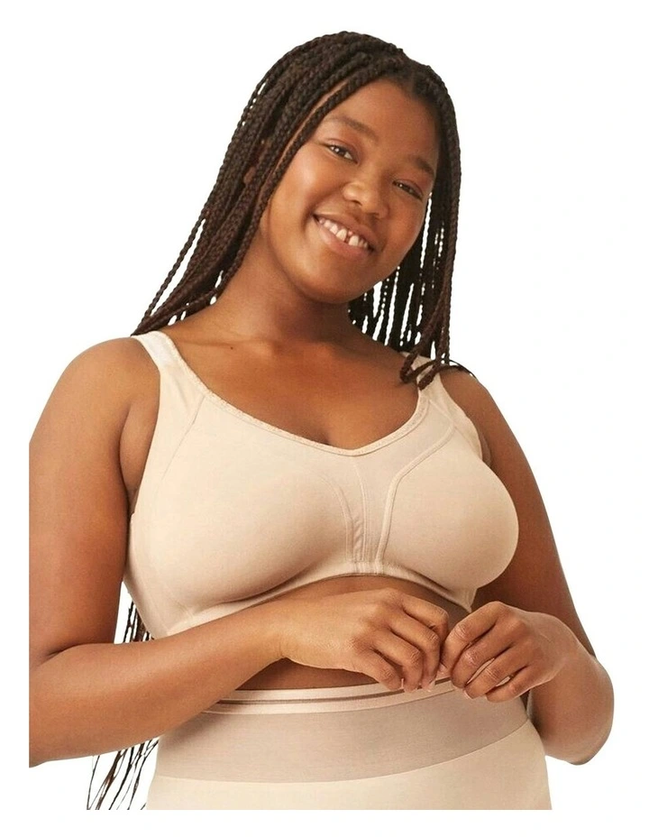 Side Smoothing Organic Cotton Wirefree Minimiser Bra in Light Beige image 3