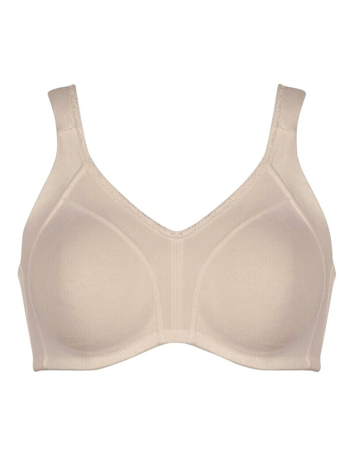 Side Smoothing Organic Cotton Wirefree Minimiser Bra in Light Beige image 6