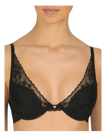 Cherry Blossom Convertible-to-Racerback Lace Plunge Bra in Black