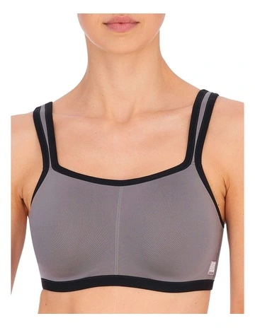 Yogi Padded Underwired High Impact Sports Bra in Black/Grey