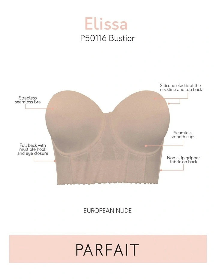 Elissa Seamless Padded Longline Strapless Bra in European Nude image 6