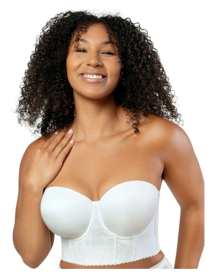 Elissa Seamless Padded Longline Strapless Bra in White image 1