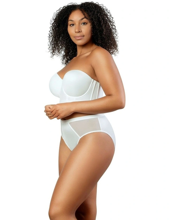 Elissa Seamless Padded Longline Strapless Bra in White image 3